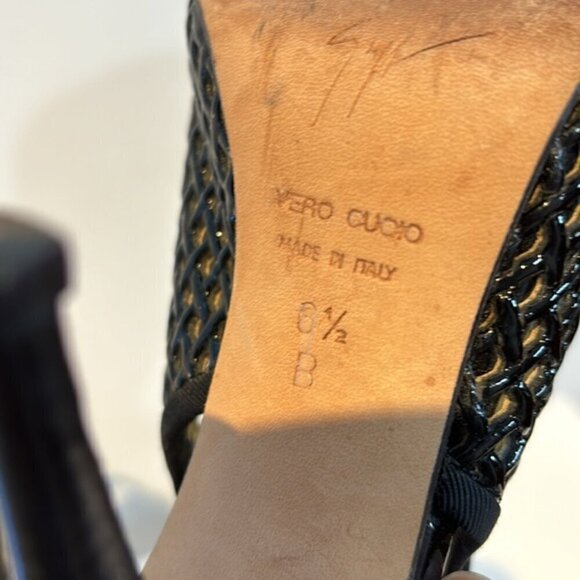 Giuseppe Zanotti Black Hidden  Platform Stiletto peep toe Sandals Size 6.5 - Picture 10 of 11